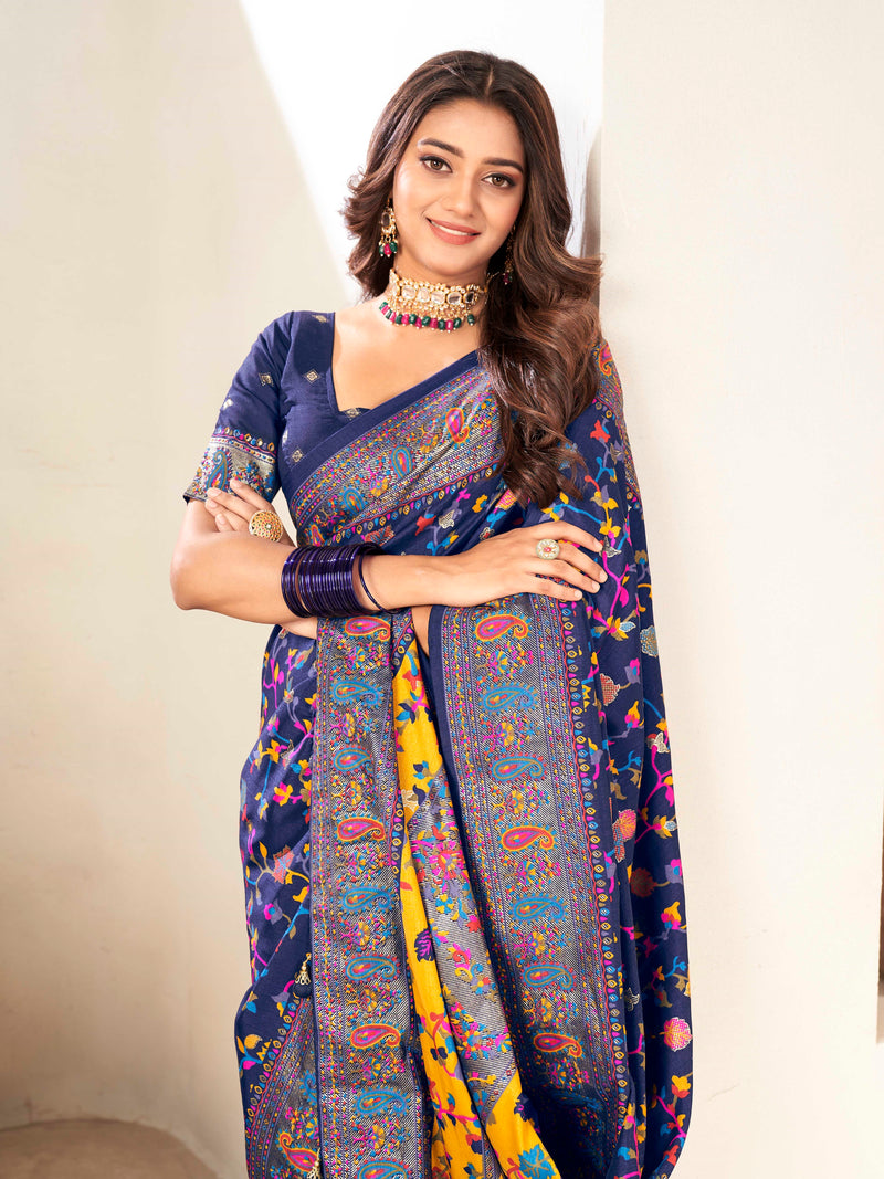 Neavy Blue Silk Blend saree