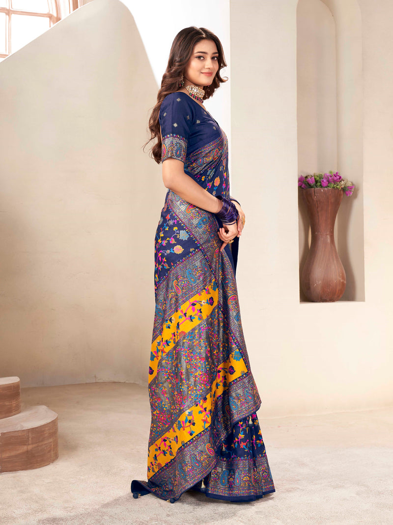 Neavy Blue Silk Blend saree