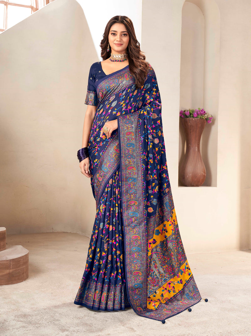 Neavy Blue Silk Blend saree