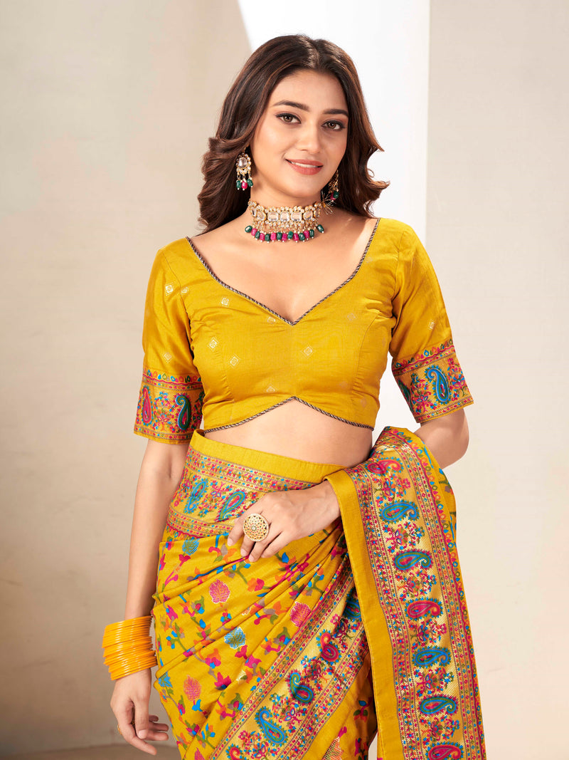 Mustard Silk Blend saree