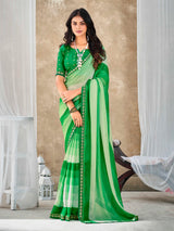 Emerald Green Pure Chiffon Saree