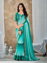 Teal Pure Chiffon Saree