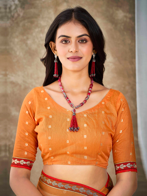 Orange Pure Chiffon Saree