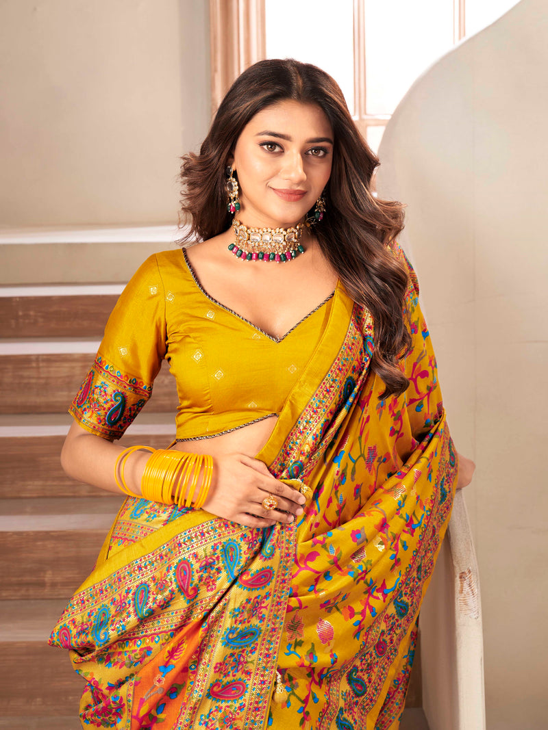 Mustard Silk Blend saree