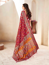 Marron Silk Blend Saree