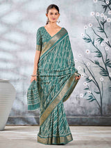 Sea Green Pure Silk Patola Banarasi Saree