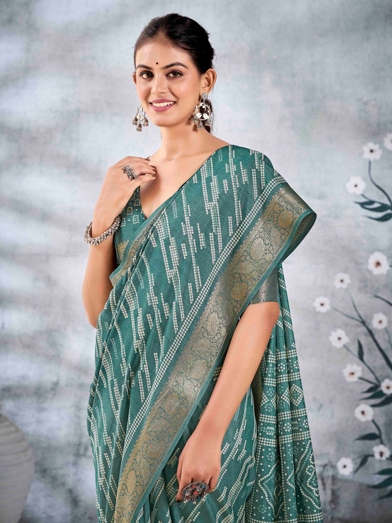 Sea Green Pure Silk Patola Banarasi Saree