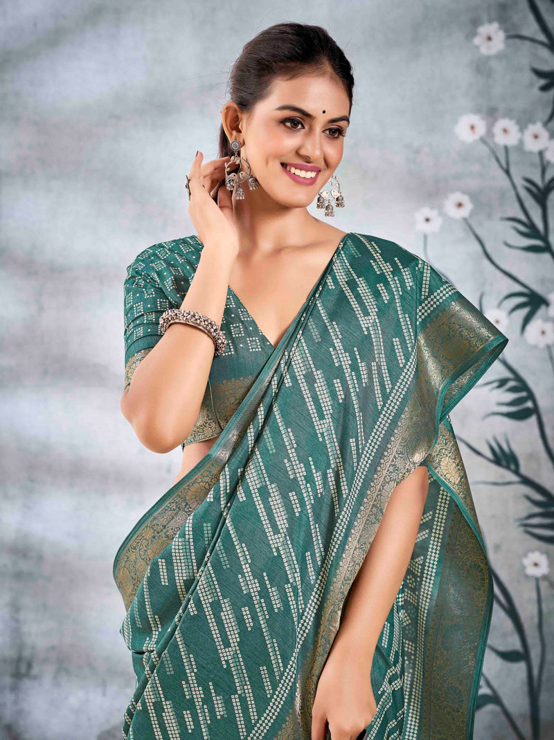 Sea Green Pure Silk Patola Banarasi Saree