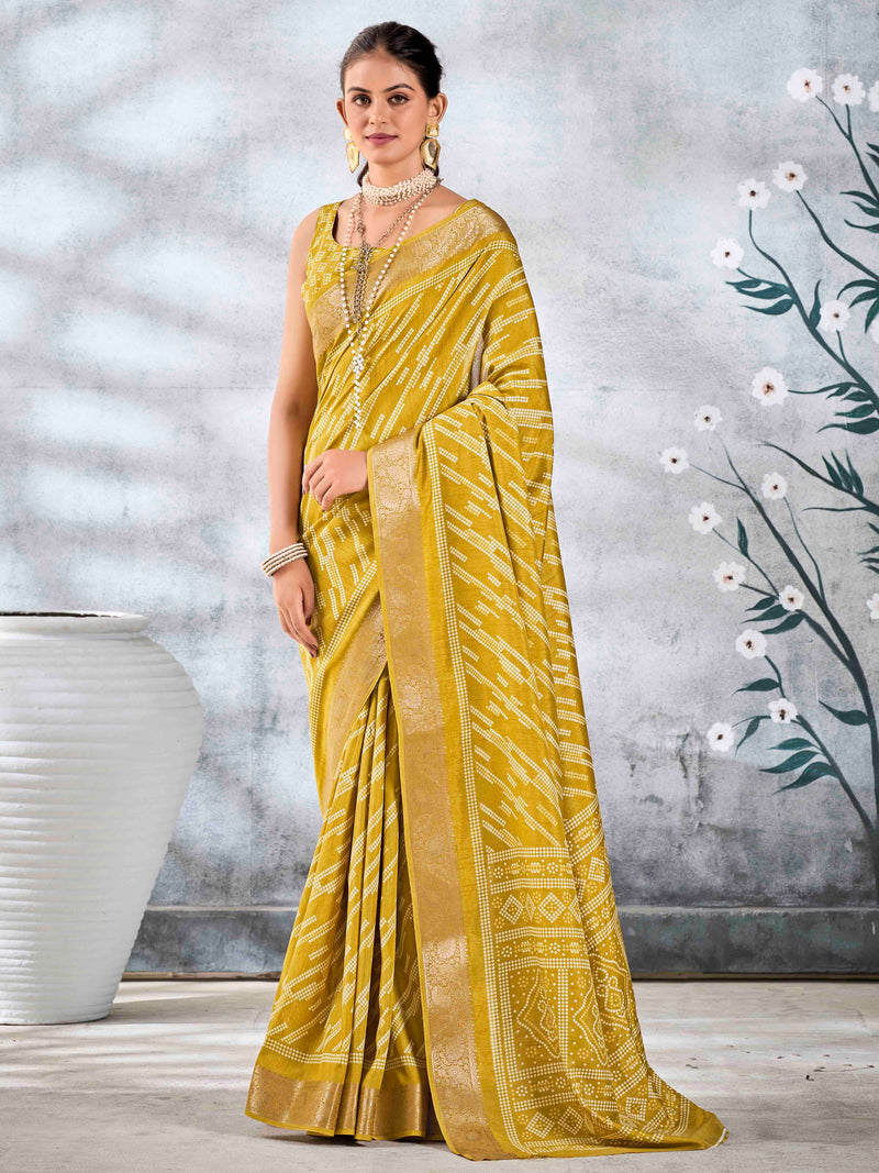 Mustard Pure Silk Patola Saree