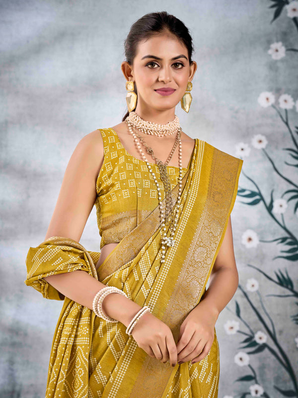 Mustard Pure Silk Patola Saree