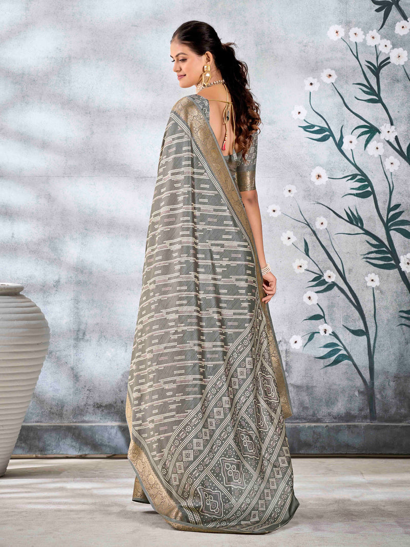 Gray Pure Silk Patola Saree