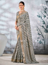 Gray Pure Silk Patola Saree