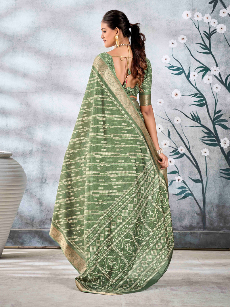 Olive Pure Silk Patola Saree