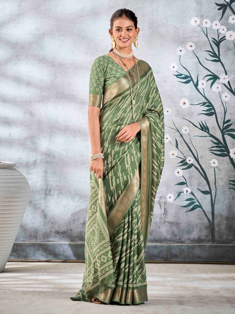 Olive Pure Silk Patola Saree