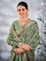 Olive Pure Silk Patola Saree