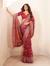 Marron Silk Blend Saree