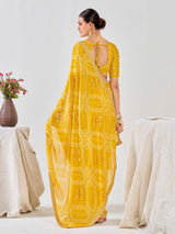 Golden Sun Bandhani Chiffon Saree