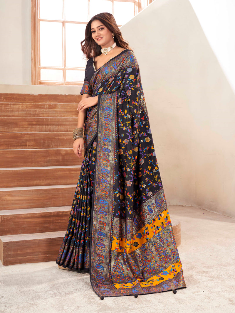 Slate Black Silk Blend Saree