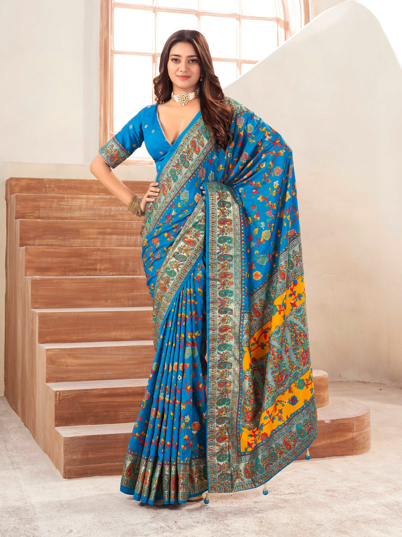 Sky Blue Silk Blend saree