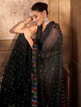 Charcoal Black Georgette Saree