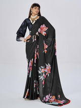 Black Satin Saree