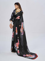 Black Satin Saree