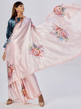 Peach Satin Saree