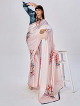 Peach Satin Saree