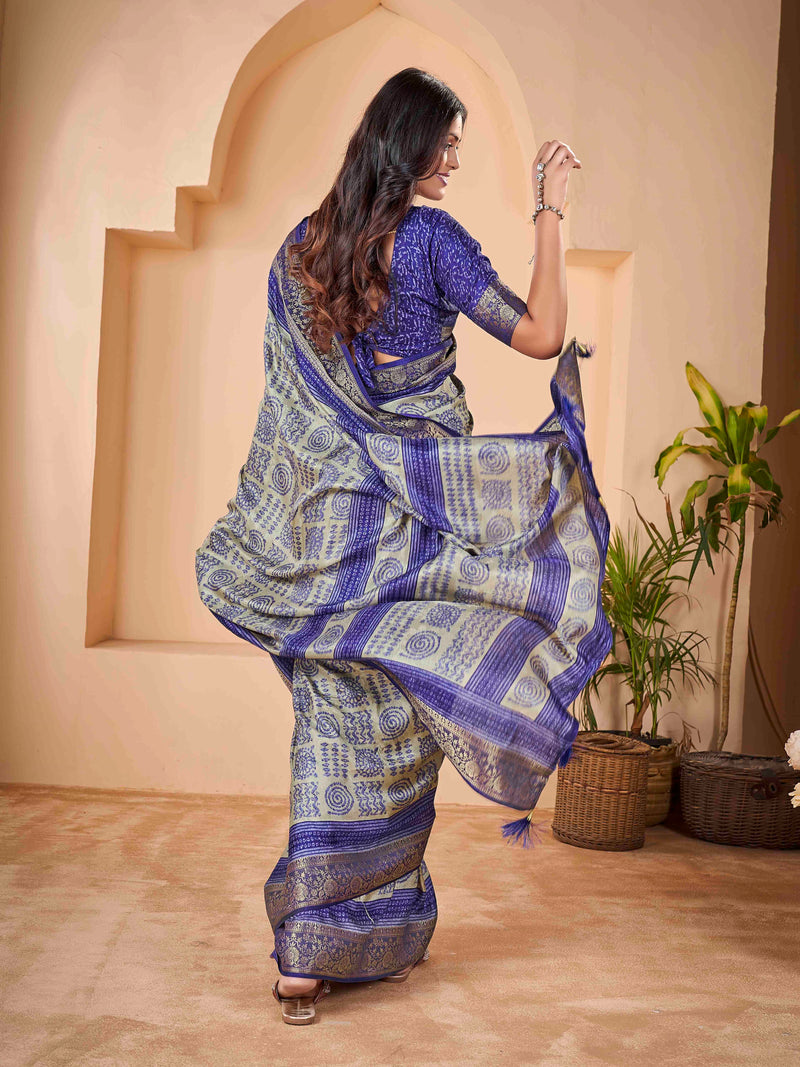 Royal Blue Velvet Banarasi Saree