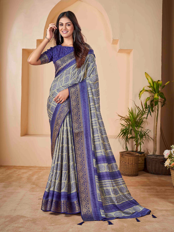 Royal Blue Velvet Banarasi Saree