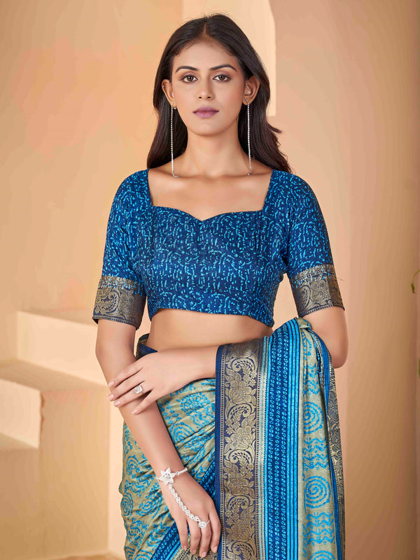 Velvet Blue Banarasi Saree