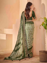 Olive Velvet  Banarasi Saree