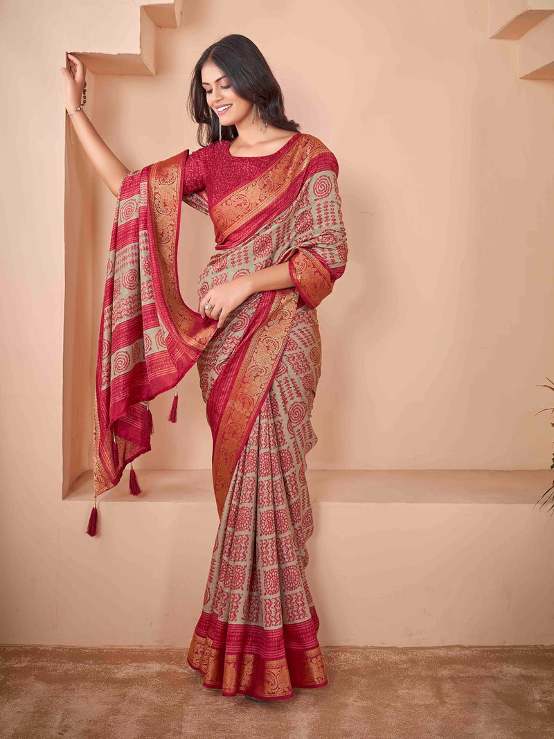 Rich Marron Velvet  Banarasi Saree