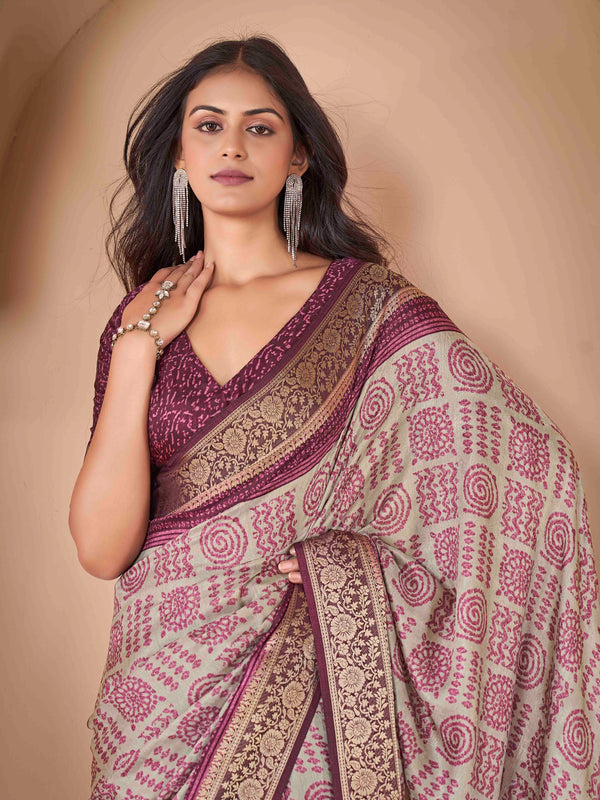 Royal Purple Velvet  Banarasi Saree