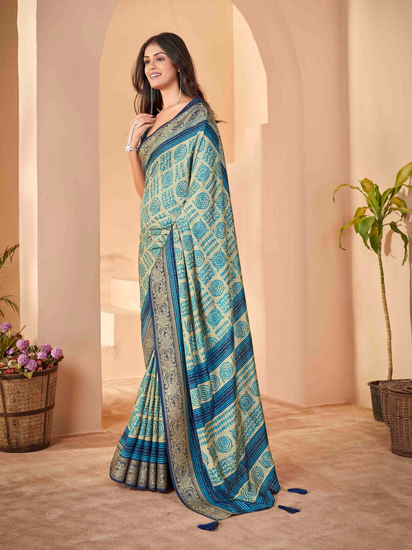 Velvet Sky Blue Banarasi Saree