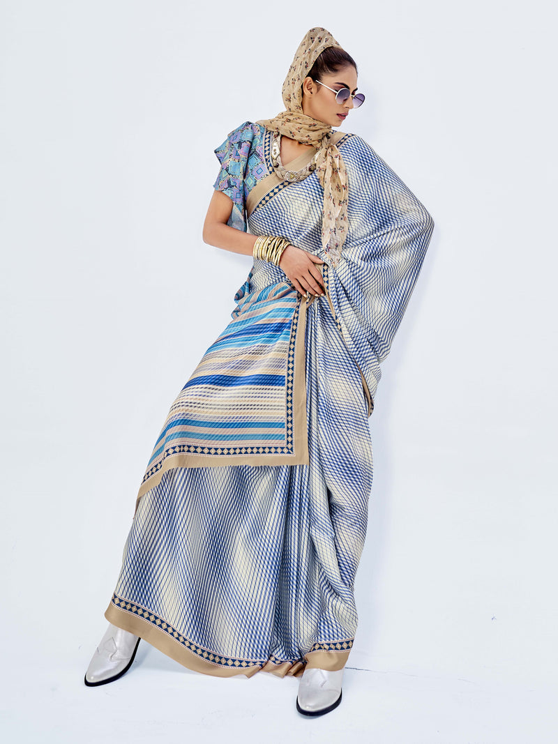 Blue & Multi Saree