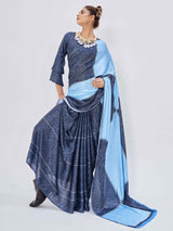 Navy Blue Satin Saree