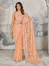 Peach Rainbow Brasso Saree