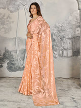 Peach Rainbow Brasso Saree