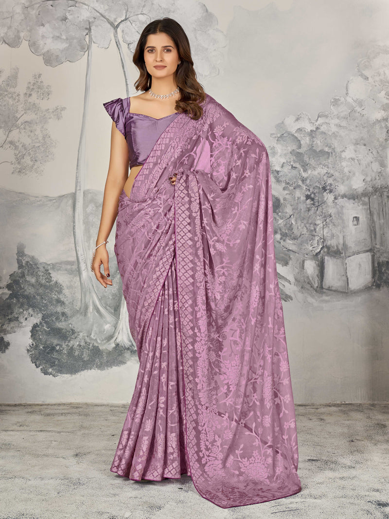 Mauve Rainbow Brasso Saree