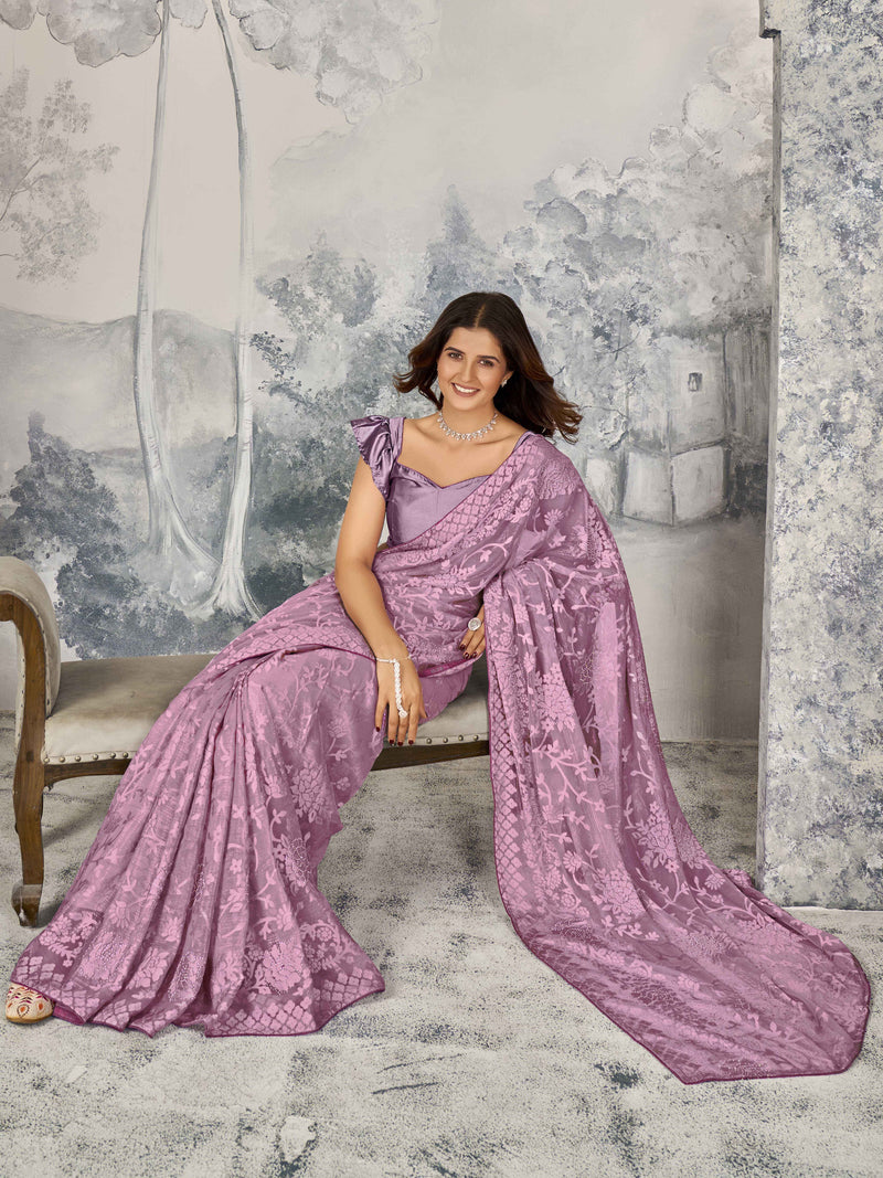 Mauve Rainbow Brasso Saree