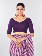 Purple Georgette Saree With mirror work.