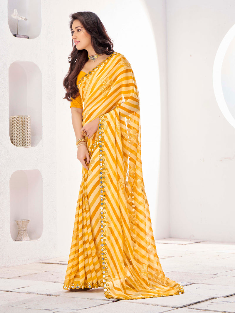 Mellow Yellow Georgette Saree