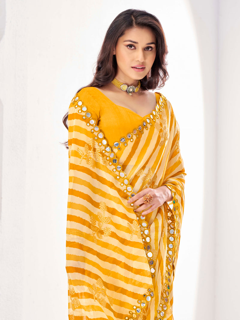 Mellow Yellow Georgette Saree