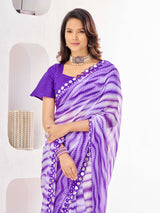 Light Purple Colored Poly Georgette Saree