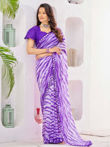 Light Purple Colored Poly Georgette Saree