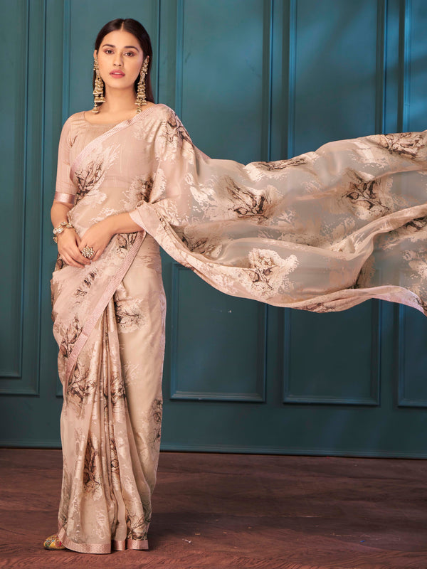 Beige Shimmer Brasso Saree