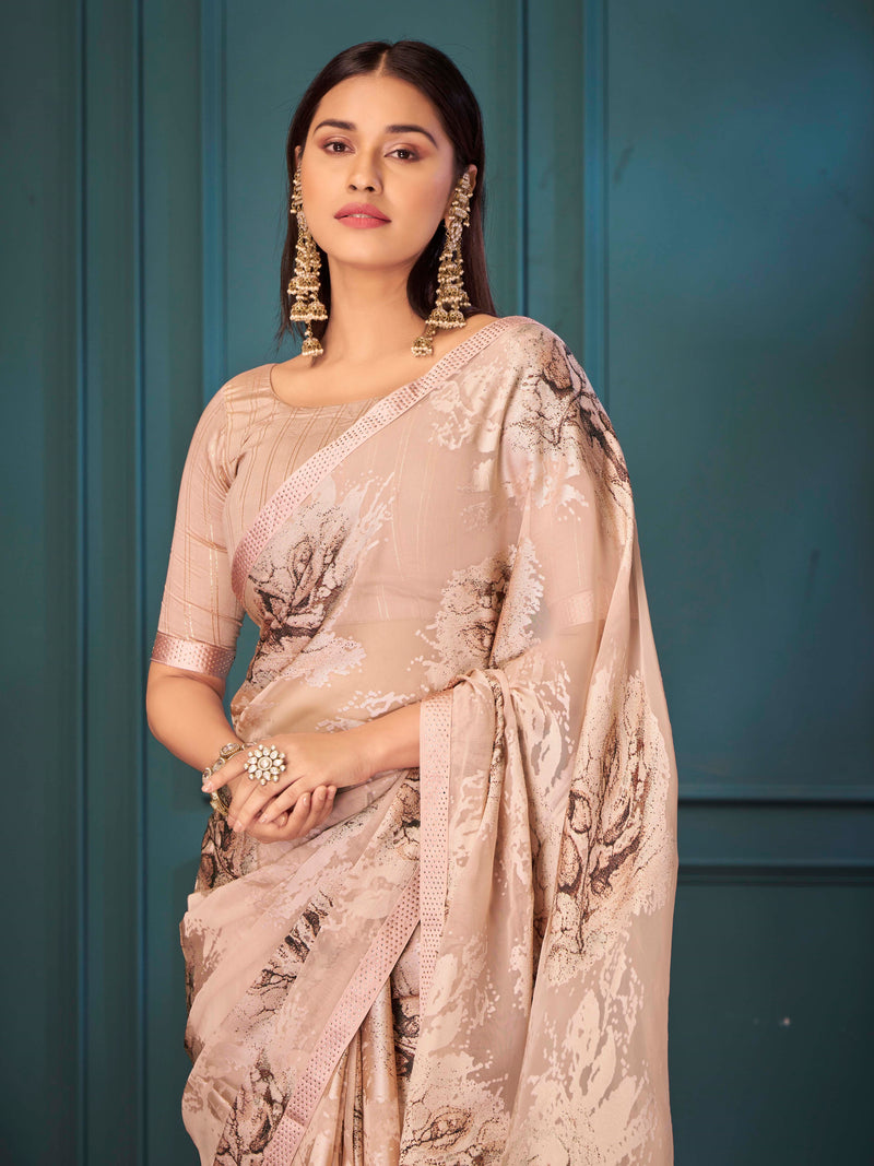 Beige Shimmer Brasso Saree