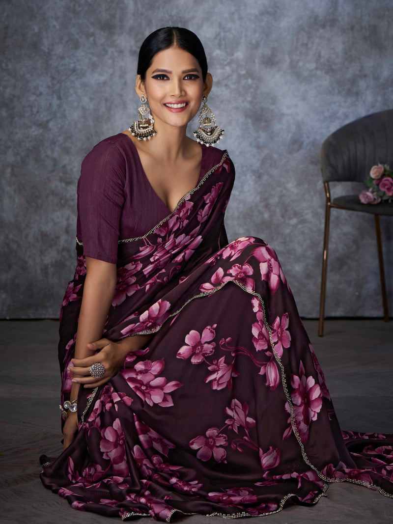 Satin Georgette Printed Saree