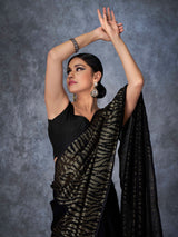 Charcoal Black Pure Georgette Saree